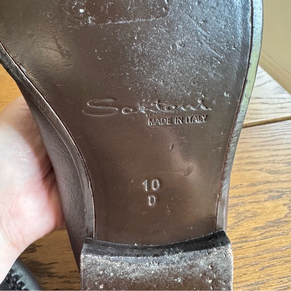 Santoni‎ Dark Brown Leather Loafers Made in Italy - Picture 5 of 16